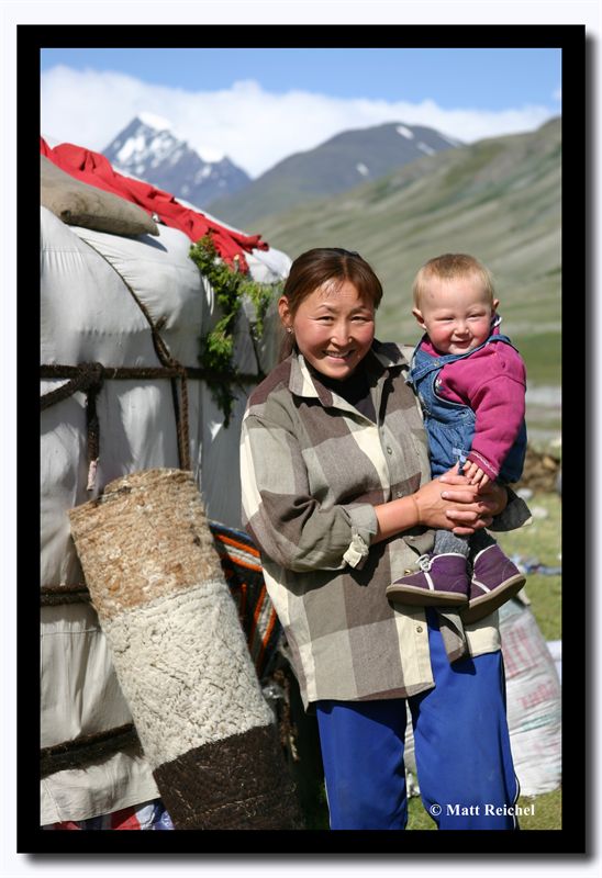 Tuvan Mother and Son on the White River, Bayan-Olgii