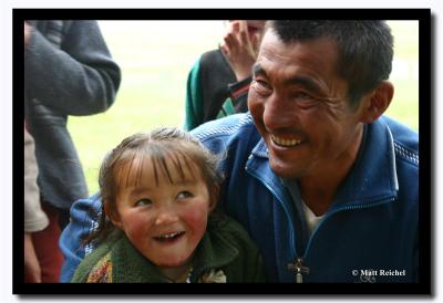 Father and Daughter Smiling, Altai Tavanbogd National Park