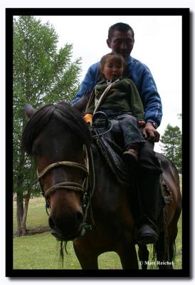 Father and Daughter on Horseback, Altai Tavanbogd National Park