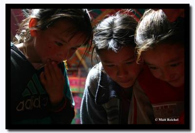 Three Kazak Girls in the Ger, Bayan-Olgii