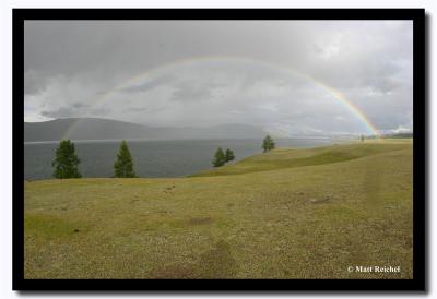 Full Rainbow over the Lake, Altai Tavanbogd National Park