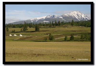Mountains, Evergreens, and Gers, Altai Tavanbogd National Park