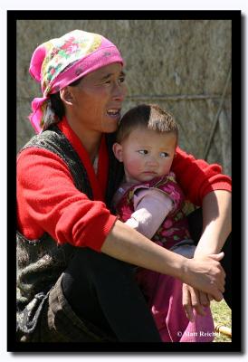 Mother with her Beautiful Daughter in Pink, Bayan-Olgii Aimag