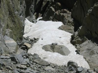 Below the snowfield
