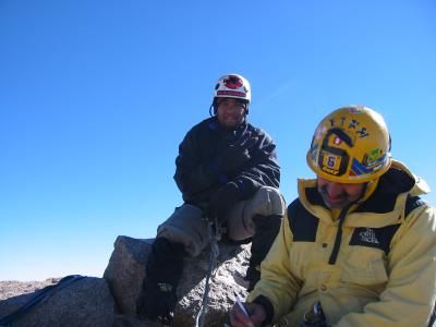 Sam and Santosh on the summit of Polemonium Peak