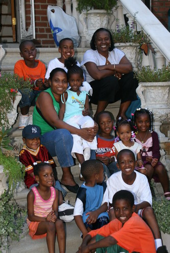 family and friends at a Block Party