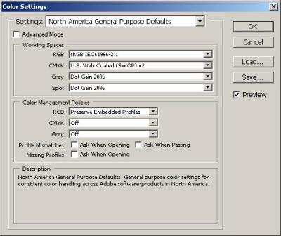 Photoshop color settings