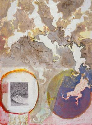 13 Frogs 2005, mixed media on canvas, 24x18