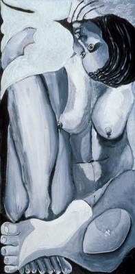 Boxed In 2005, mixed media on canvas, 36x17.5