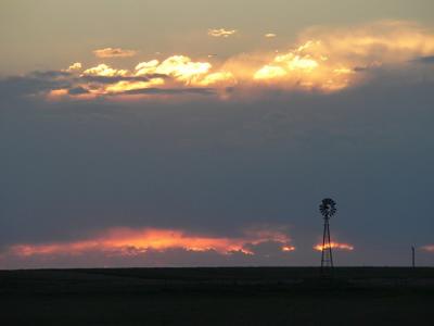 Windmill at sunset in Iowa