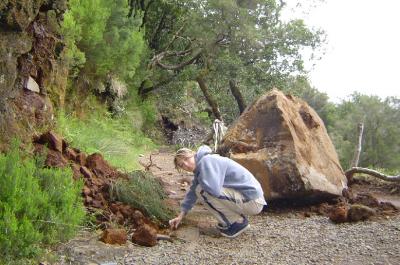 Rock fallen on the path, Madeira