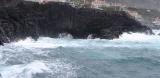 Sea storming in the Vulcanic beach, Madeira