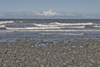 Mount Redoubt volcano across Cook Inlet