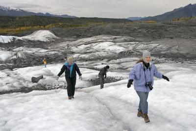 Karen leads way up Matanuska Glacier