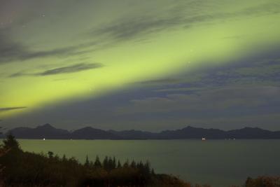 First view of September 10 aurora looking southwest over Katchemak Bay
