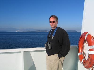 Steve on ferry to Port Townsend, WA