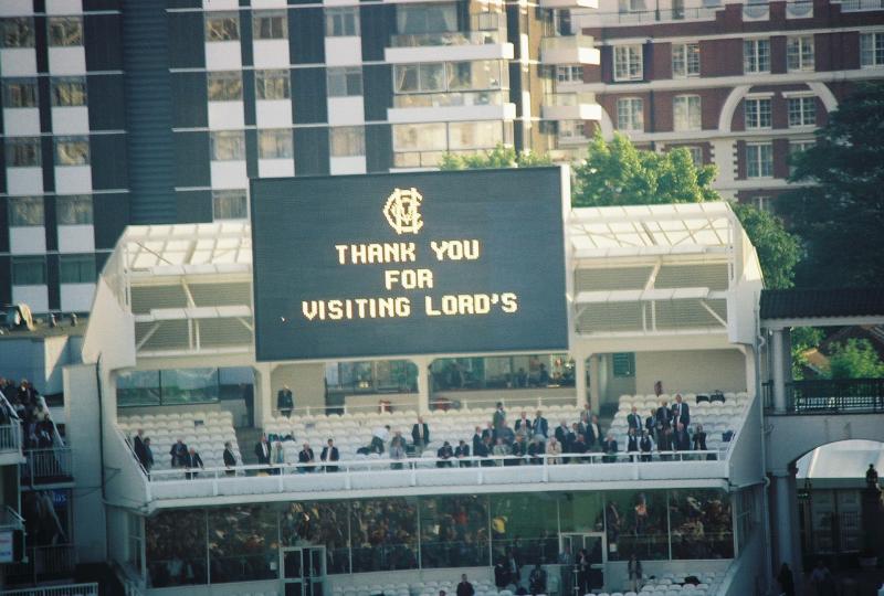Farewell Greetings from Lords after the Cricket Match