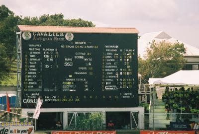Cricket Scoreboard South Africa vs West Indies Antigua 2005