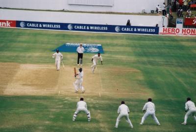 Attacking fast bowling by West Indies