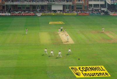 Courtney Walsh bowling during the Test Match