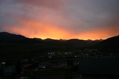 sunset from the deck of Neil's condo in Crested Butte