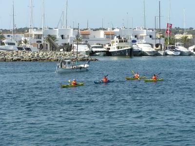 Canoeing across the port
