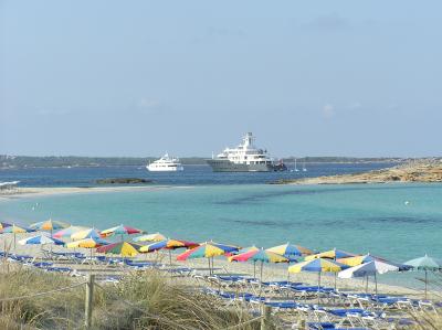 Early Morning - Illetes and an unusually big boat offshore