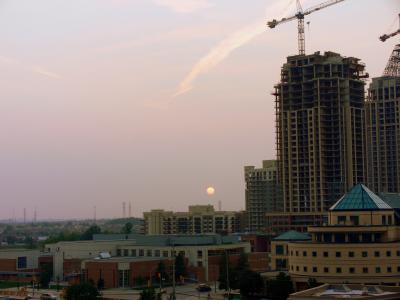 Sunset over Mississauga at 7:17PM. This is the result of bad smog and poor air quality....