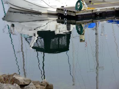 Reflections at the Lakefront Promenade Marina.