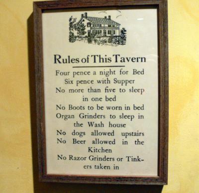 Tavern rules from the Old Mill Inn in Elora