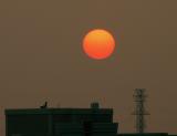 Sunset over Mississauga at 7:17PM. This is the result of bad smog and poor air quality....