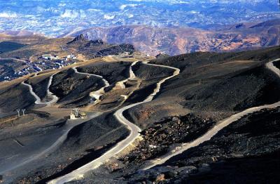 Sierra Nevada: road leading to the top of Pico de Veleta (3392m)