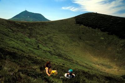 Old crater of Puy Parion, with Puy de Dome in the background