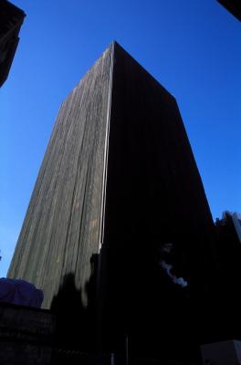 New York: Ground Zero skyscraper in a veil