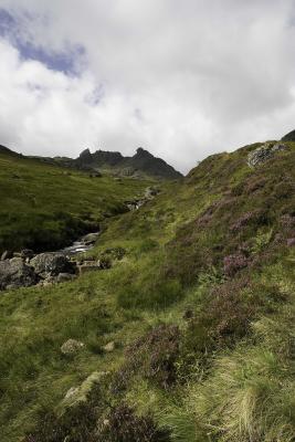 First sight of peak from path above dam
