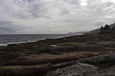 Fossilised sand dunes on shore at Corrie