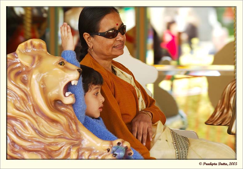 On the merry-go-round with Grandma