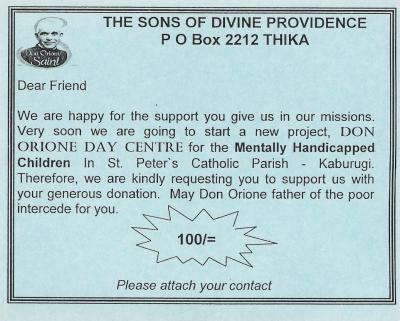 Card used for the original funding of the existing centre
