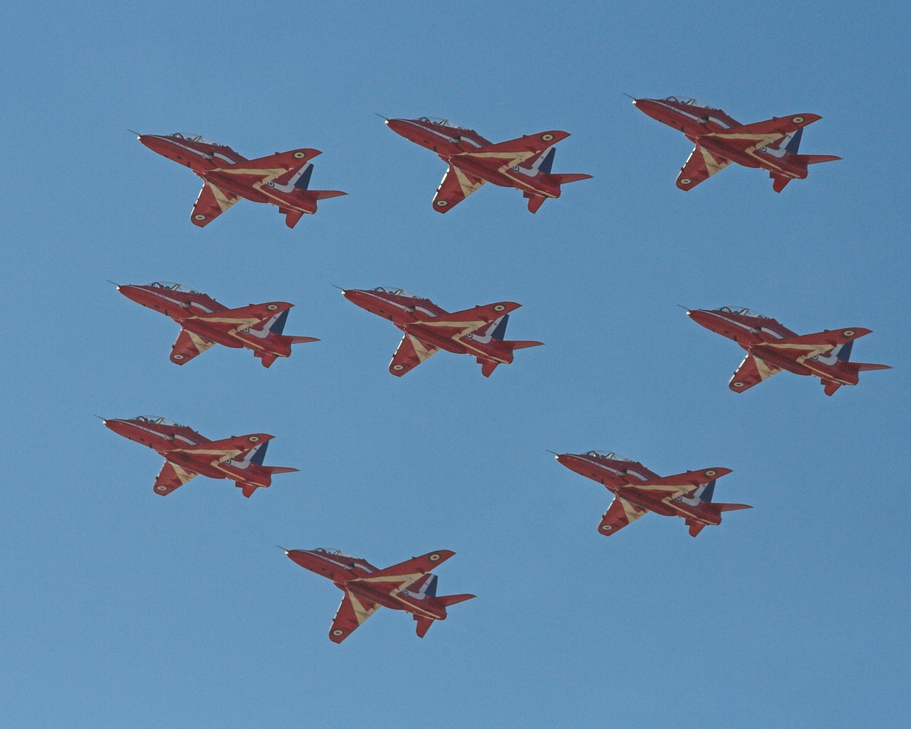 Red Arrows fly by