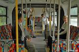 Inside the articulated rapid transit bus