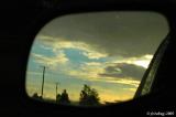 Sunset in rearview mirror