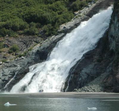 Waterfall at Mendenhall Glacier near Juneau.jpg