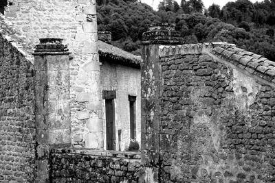 old farm's wall in BW