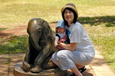 Helen & Baby with Baby Elephant Statue