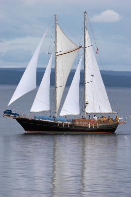 A sailboat at Baddeck harbor