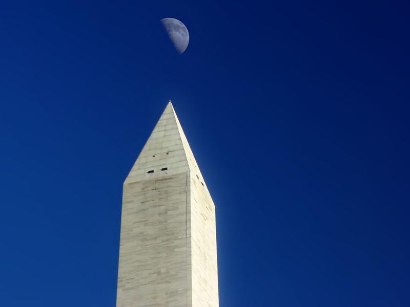 Washington Monument and moon, wallpaper