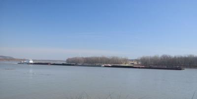 barge on river