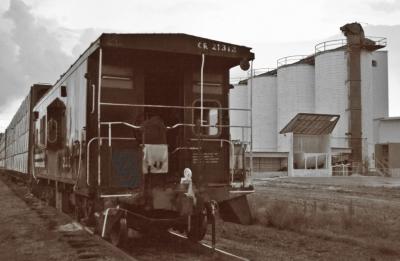 B&W train in sepia 02