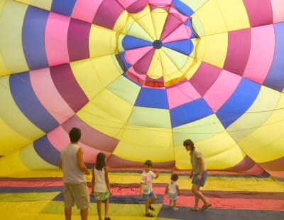 playing inside a hot air ballon