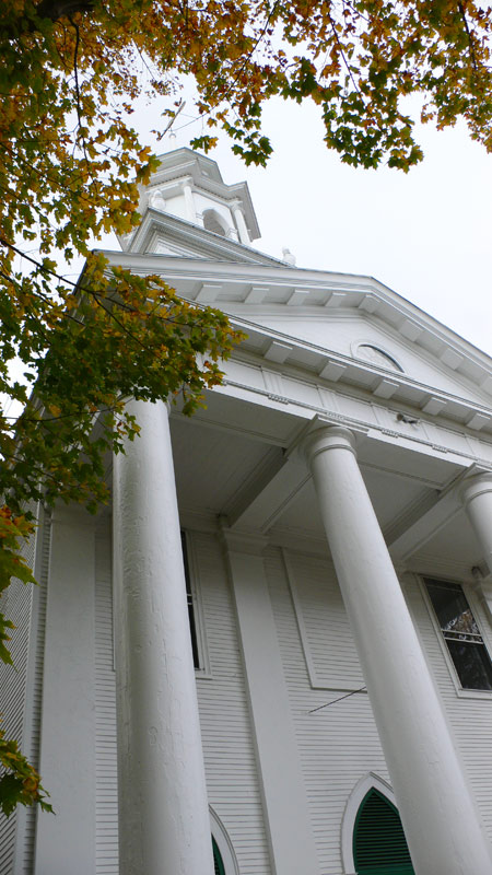 We park on this street with this church at its head.